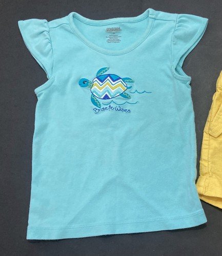 Girl's Gymboree Outfit sz 4 - "Brave the Waves" Turtle Top w/Dark Yellow Short - Picture 2 of 7