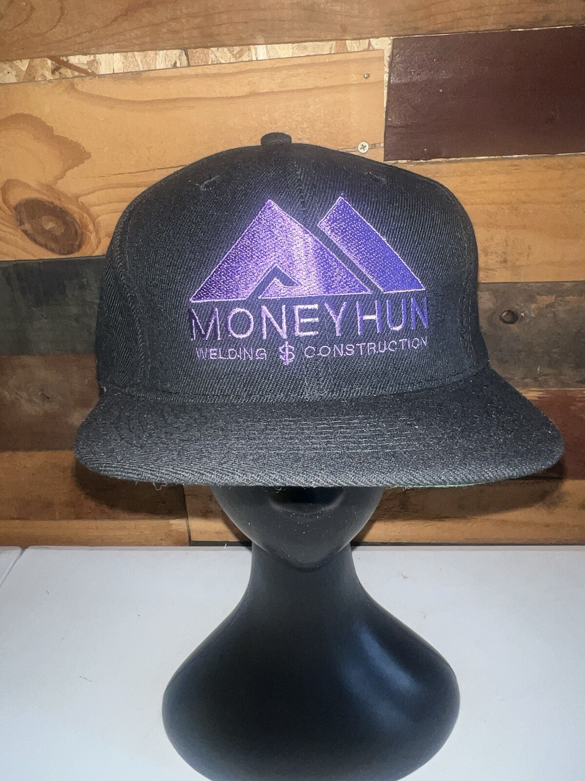 Vtg MoneyHun Welding $ Construction Black/purple Colored Snap Back Hat Cord Otto