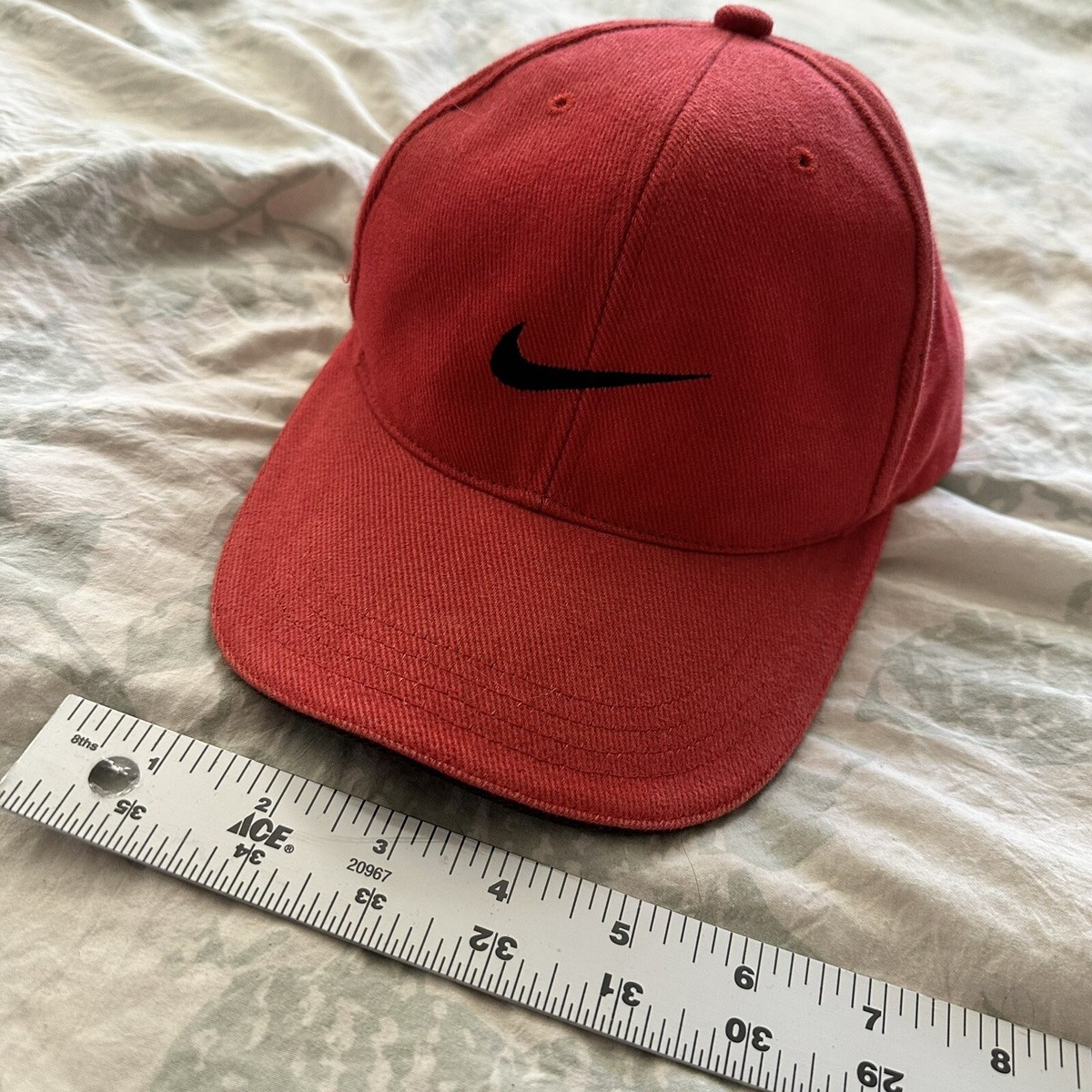 Nike Hat Cap Adult Men's Adjustable Snapback Red Swoosh Logo Twill