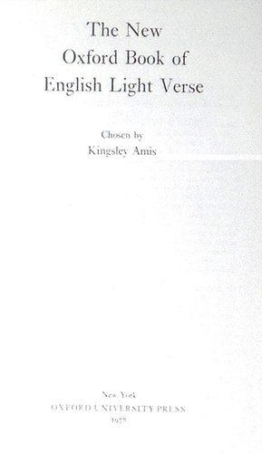 The New Oxford Book of English Light Verse Chosen/Edited by Kingsley Amis HB/DJ - Picture 2 of 2