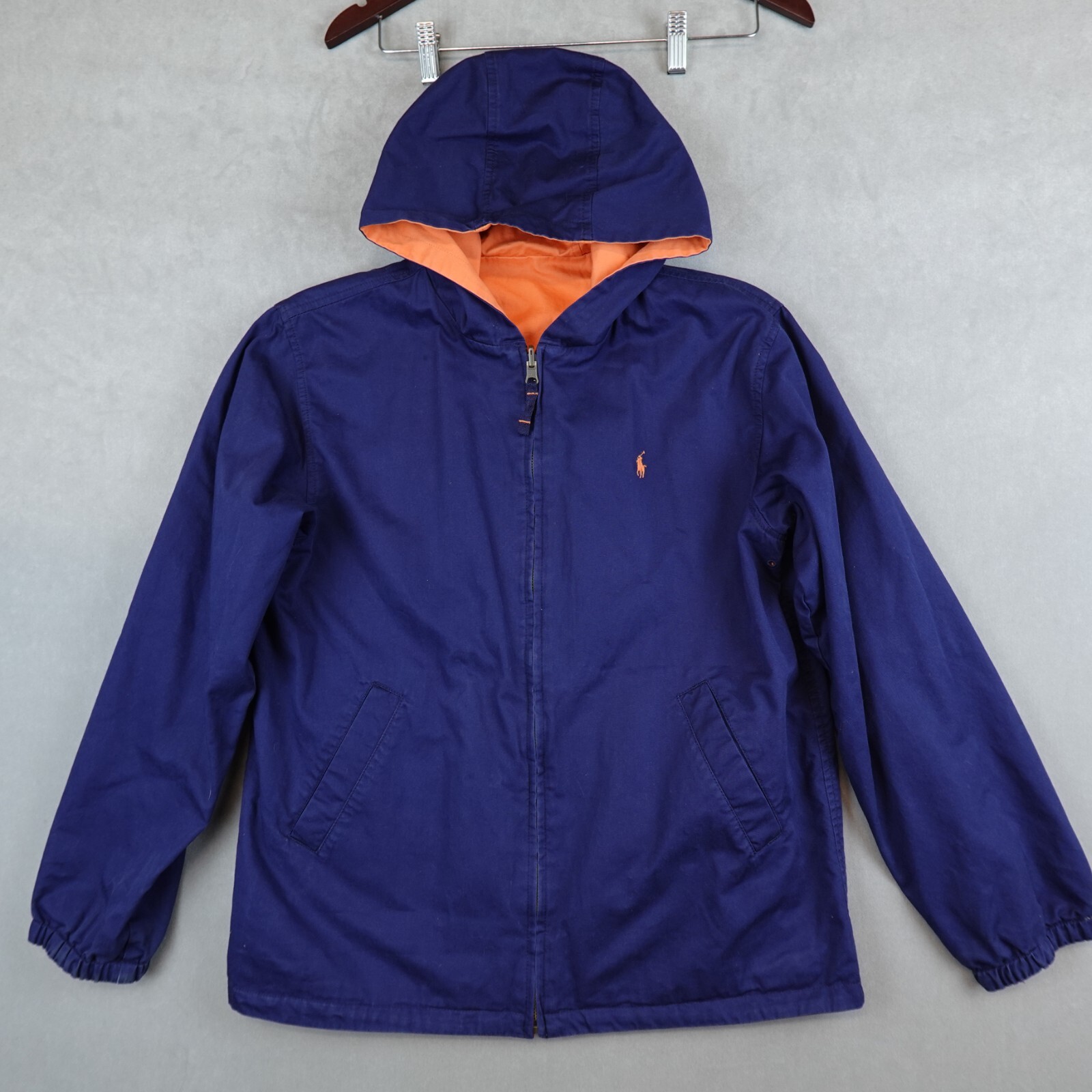 Giacca Polo Ralph Lauren vintage reversibile donna grande 16 18 con cappuccio full Zi Pony