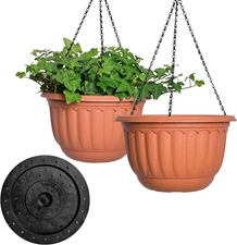 Hanging Planter 2 Pack 12 Inch Flower Pot Plastic Plant Pot with Drainage Hole