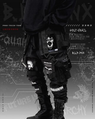Men's Black Tactical Streetwear Techwear Heavy Cargo Trouser Pants
