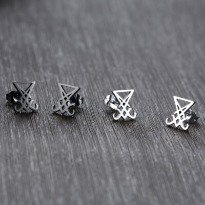 Boucles d'Oreilles Clous en Acier, Croix de Malte Noire Style Unisexe - 2316