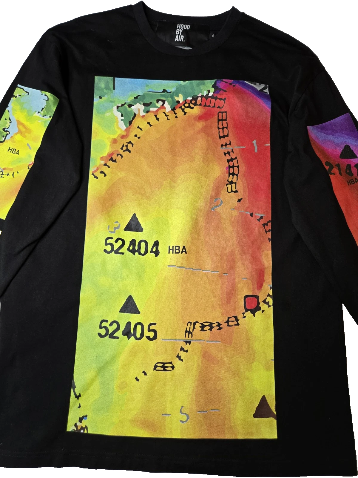 HBA (HOOD BY AIR) T shirt termica manica lunga Hood By Air HBA Shayne Oliver mappa meteo uomo XL