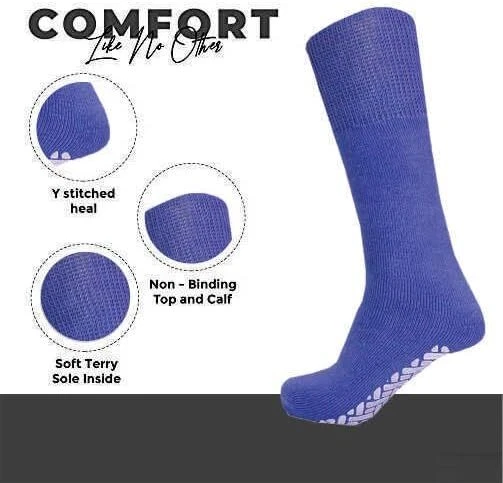 Wholesale lot Men Gripper Non Skid Diabetic Crew Socks Non Binding Loose Fit Top - Image 3 of 4