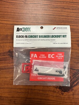 ELock-FA Circuit Breaker Lock Kit with labeling and key Space Age Electronics