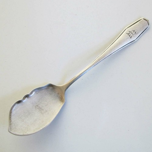 ALVIN JELLY SERVER SPOON Hampton Pattern STERLING SILVER Monogram