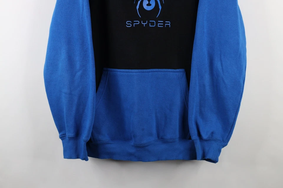 Vtg Spyder Mens XL Distressed Spell Out Big Logo Color Block Hoodie Sweatshirt - Image 3 of 4