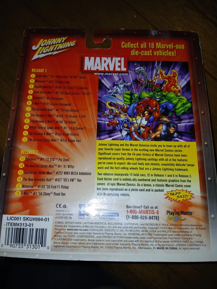 Set of 3 - Johnny Lightning~ MARVEL COMICS~DAREDEVIL #5 BUMONGOUS~1:64~2003 - Image 3 of 3