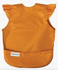 Tiny Twinkle Mess Proof Orange Ruffle Bib Apron Made W/Recycled Plastic 6-24 Mos