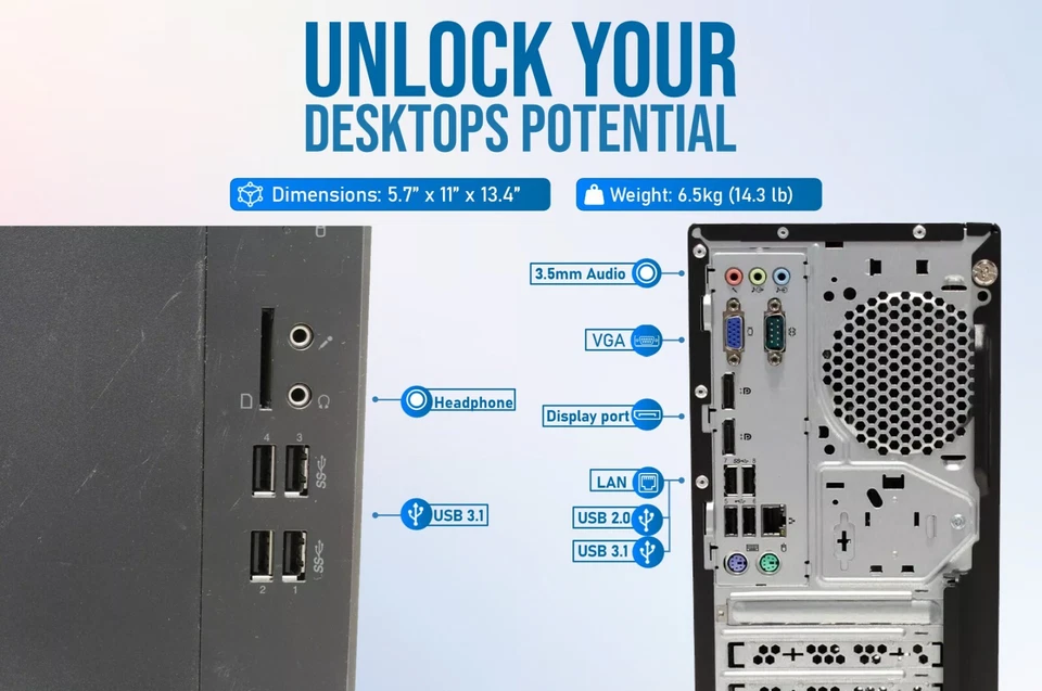 Lenovo ThinkCentre M710t Tower Intel i5 7th Gen 8GB RAM 240GB SSD Win 10 Desktop - Image 2 of 4