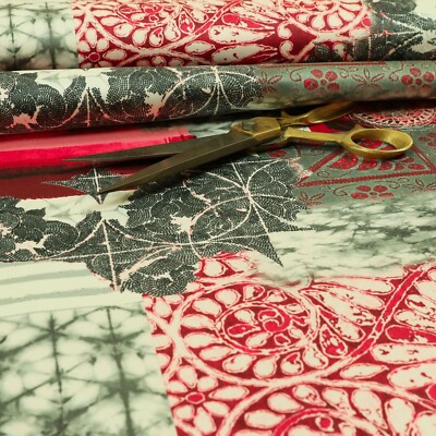Rot Grau Farbe Multi Muster Patchwork Velours Samt Vorhang Polsterstoffe