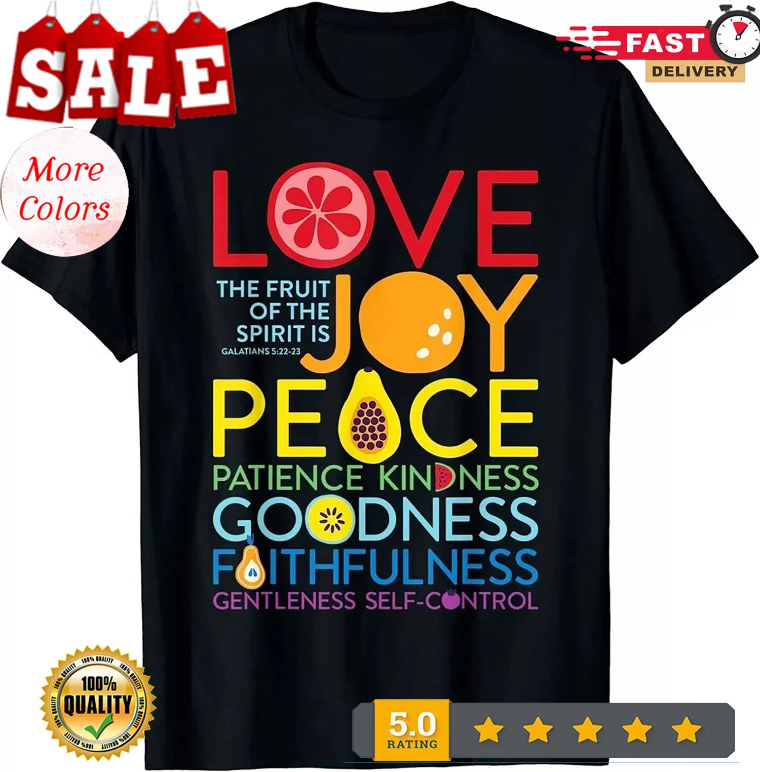 2025 NEW LIMITED Fruit of the Spirit Galatians 5:22 Christian Inspirational Tee