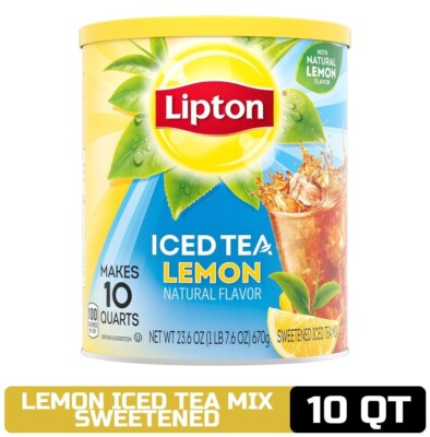 Lipton Lemon Iced Tea Mix, Sweetened, Makes 10 Quarts