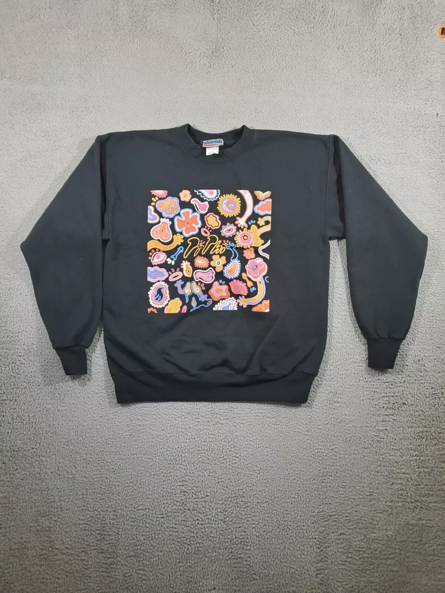 Vintage Hanes Printpro Sweatshirt Adult Medium Black Trippy Floral