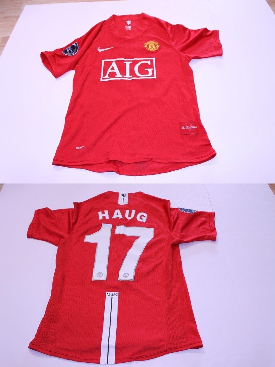 ウェア Manchester united  kit #17 Men's Manchester United #17 Haug S Soccer Futbol Jersey (Red
