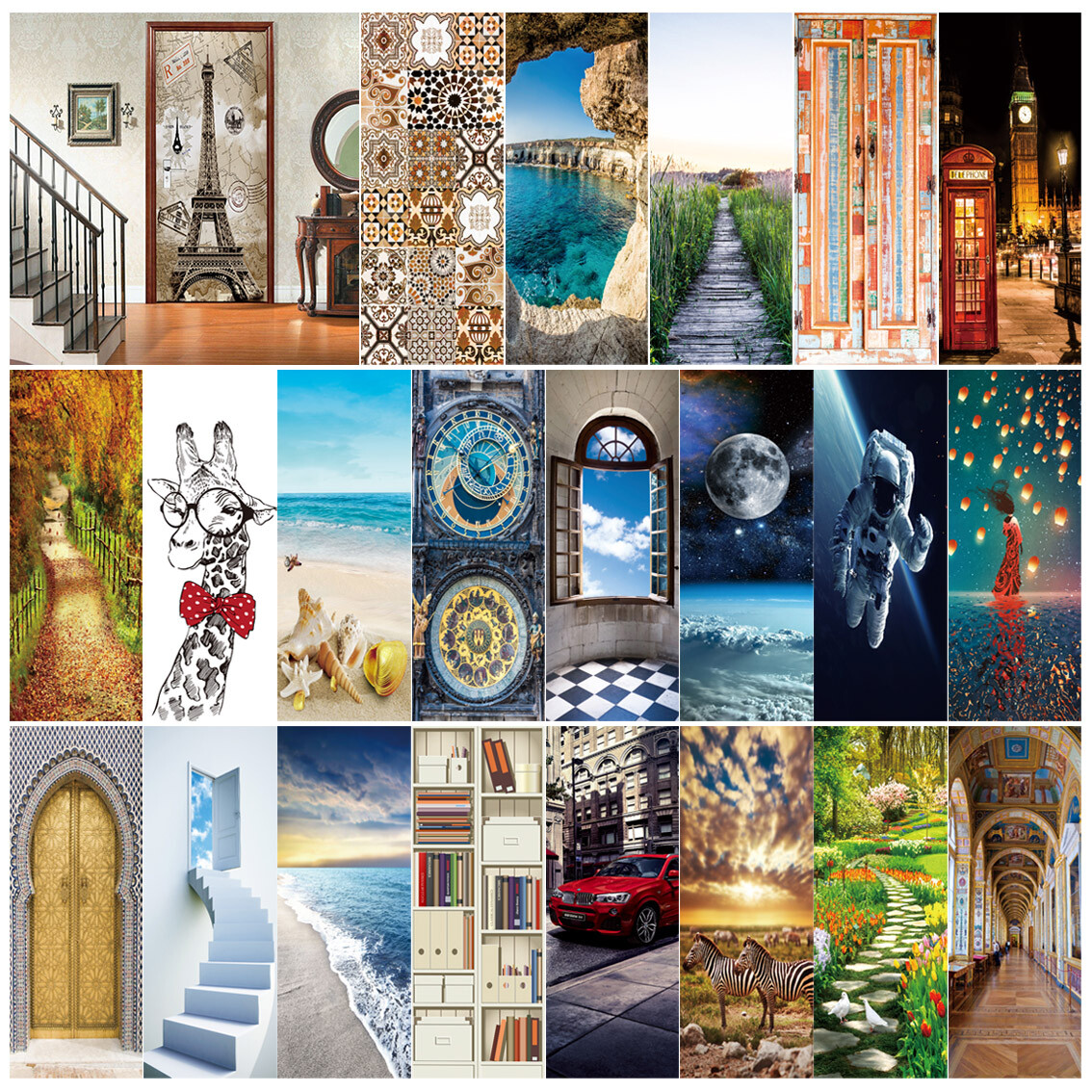 3D Wall Art Eiffel Scenery Creative Door Sticker Decal Self