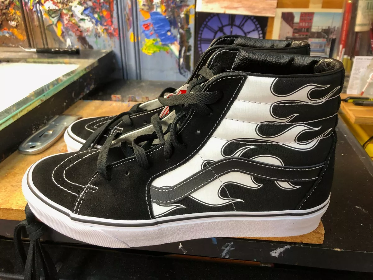 Vans Sk8 Hi Flame Black White Size US 10 Men New Rare VN0A32QGK68