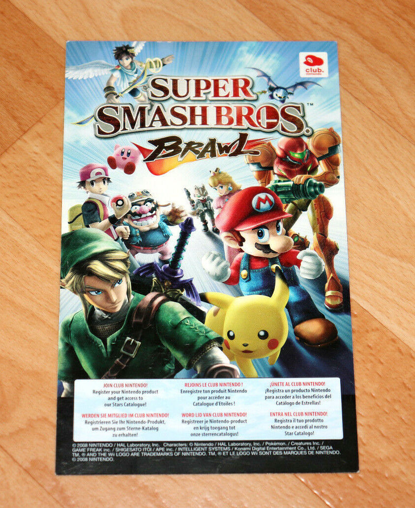 Super Smash Bros. Brawl Wii Club Nintendo VIP Promo Flyer AD Point Card