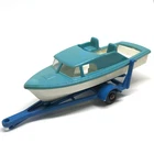 Lesney Matchbox Boat Trailer With Boat No. 9 Blue Made in United Kingdom