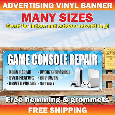 Game Console Repair Advertising Banner Vinyl Mesh Sign service diagnostics fix