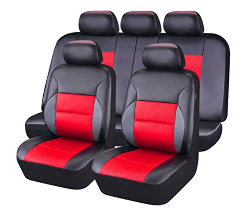 PU Leather Full Set Car Seat Covers Front Rear Cushion Interior Accessories 9Pcs
