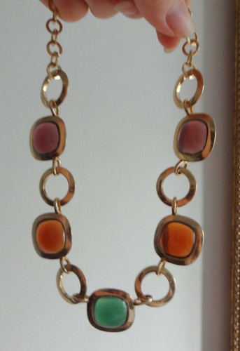 De Colección Crown Trifari Disfraz Multicolor Mogol Gripoix Piedra Collar Grueso - Imagen 4 de 8