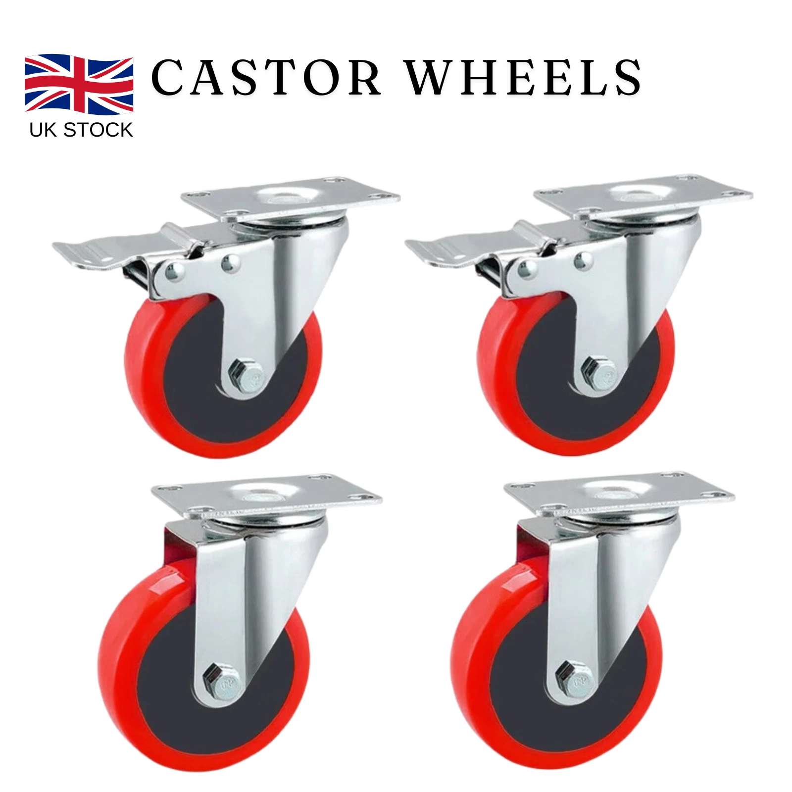 Castor wheels with and without brake