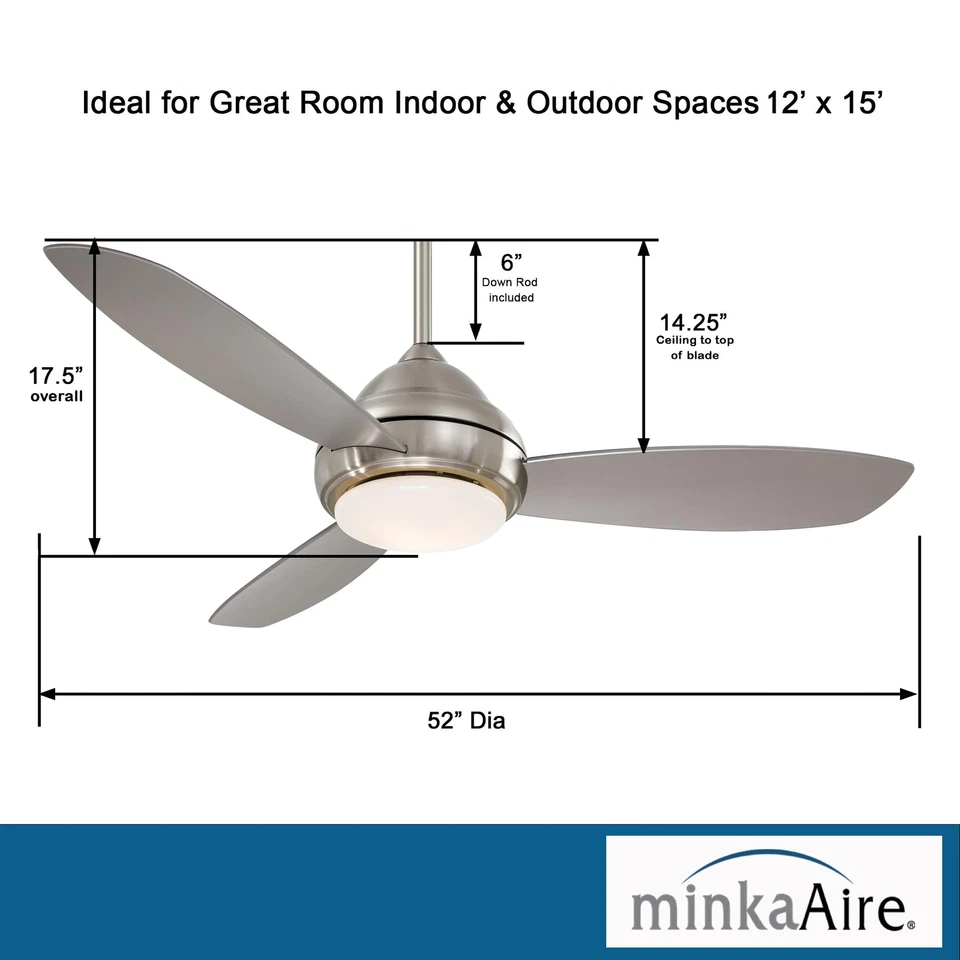 MinkaAire F517L-BN Concept I 52" 3 Blade LED Indoor Ceiling Fan*NEW* - Image 3 of 4