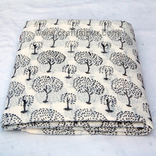Cotton Voile Palm Tree Hand Block Printed Craft Dress Making Fabric 5 Yard - Picture 4 of 5