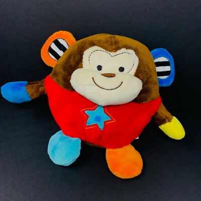 Spark Create Imagine Brown Monkey Plush Star Round Stuffed Animal Rattle Toy