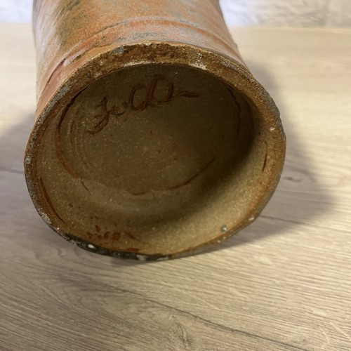 Studiokeramik Ingwerglas Urne Vase Kanister mit Deckel 13" braun signiert geätzt - Bild 23 von 23