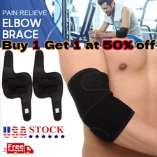 2Elbow Sleeve Brace Wrap Adjustable Support Arm Arthritis Tendonitis Pain Relief