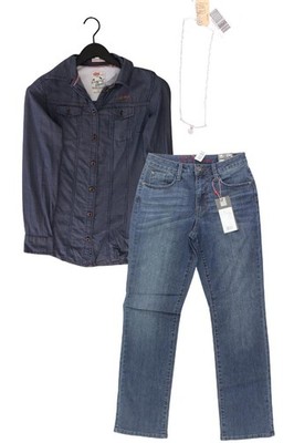 Damenmode Outfit Größe XS mit QS by s.Oliver Jeansbluse in Gr. 34 und Halskette