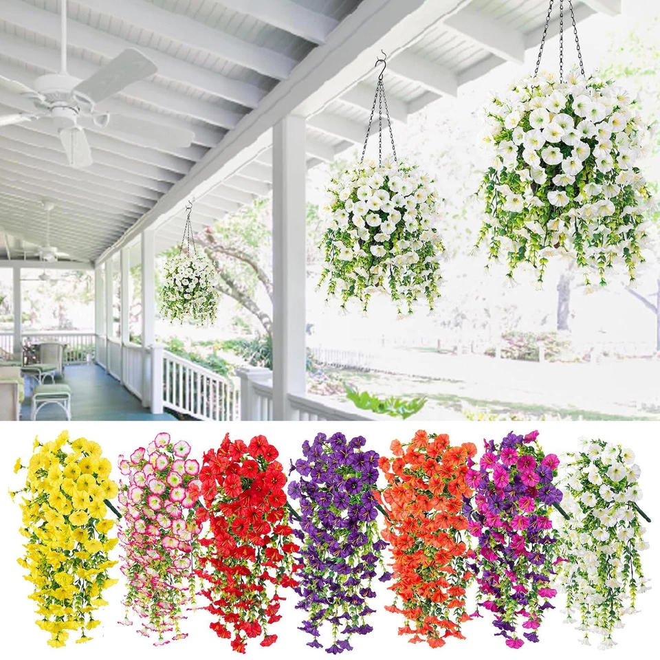 2x Flores Colgantes Artificiales Margarita para Exterior Plantas Orquídea Flor Decoración del Hogar Foto 4 de 4