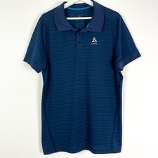Odlo Poloshirt Polohemd Gr.XL Herren Blau Gestreift Funktionsshirt Kurzarm Polo