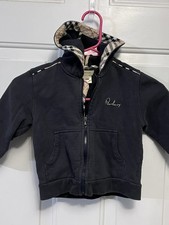 Burberry Kids Navy Blue Zip Hoodie Jacket 3Y 98cm Nova Check 100 Cotton