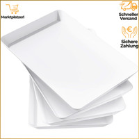 Serviertablett 4Er-Set Bpa-Frei Wiederverwendbar 36,7 X 24 Cm Weiß Buffet Feiern