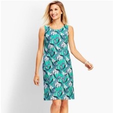 Talbots Teal Giraffe Print Shift Dress Size 6