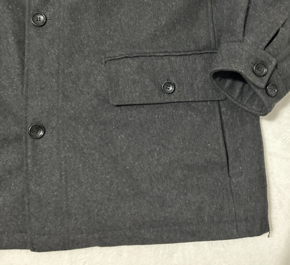 Michael Kors Peacoat Men's XL Charcoal Wool Blend Button Up Utility Overcoat thumbnail 3