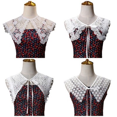 Hollowout Floral Lace False Collar Shawl for Women Fashion Collarless Dress Top