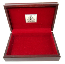 Vintage Wood Box Red Velvet Lined Wooden Orchestral Storage Case with Lid