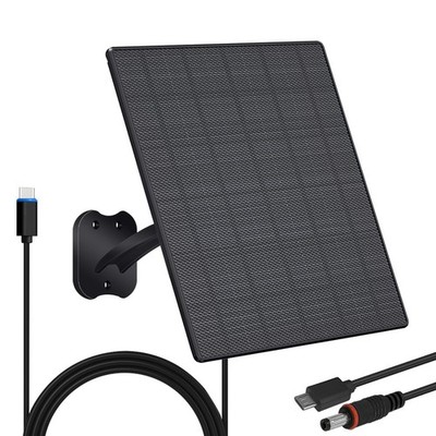 Zivif 10W Solar Panel for Security Cameras, 5V Charger with Black
