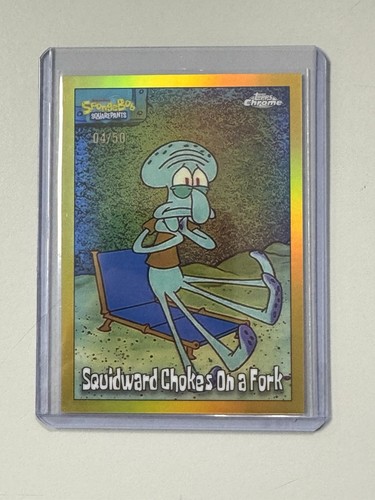 2025 Topps Chrome SpongeBob Squidward Chokes On A Fork Gold Refractor ...