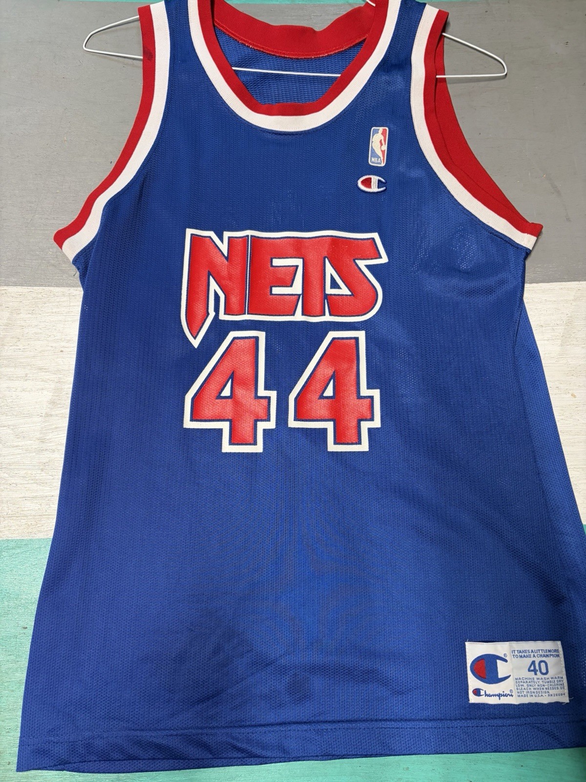 Derrick Coleman New Jersey Nets Champion Jersey Size 40 Blue
