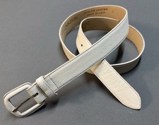 AVIGNON Vintage 80s/90s Ivory Leather Belt Covered Buckle Sz L / 34 Made USA