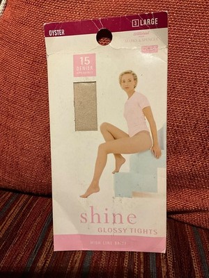 Vintage St Michael Marks & Spencer Shine Glossy Tights 15 Denier Large Oyster