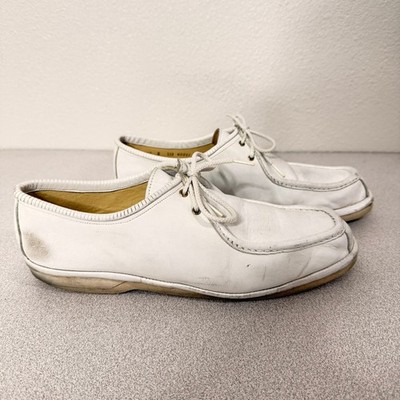 Johnston & Murphy After Hours Men's White 12N Leather Moc Toe Lace Up Casual Vtg