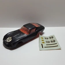 Vintage Strombecker Black Ferrari GTO Berlinetta Slot Car Body and Sticker Sheet